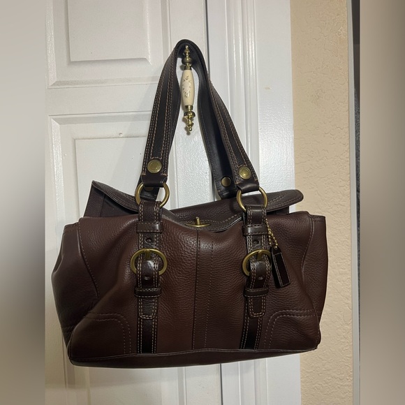Coach Chelsea Satchel in Brown pebbled leather #10953 - Picture 1 of 7